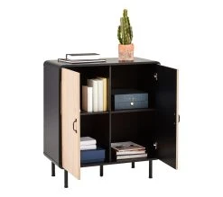 Bon marché 🎉 TIME Rangement 2 portes Sixties imitation ch&ecirc;ne et noir 🧨 -Espace Déco Magasin 4894223211840 Z6