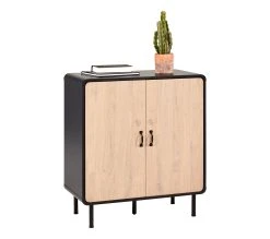 Bon marché 🎉 TIME Rangement 2 portes Sixties imitation ch&ecirc;ne et noir 🧨 -Espace Déco Magasin 4894223211840 Z7