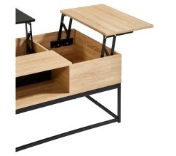 Remise 🧨 Table basse rectang imitation TIME ch&ecirc;ne sonoma/ noir VINCENTE ✨ -Espace Déco Magasin 4894223218450 A