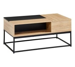 Remise 🧨 Table basse rectang imitation TIME ch&ecirc;ne sonoma/ noir VINCENTE ✨ -Espace Déco Magasin 4894223218450 Q