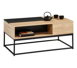 Remise 🧨 Table basse rectang imitation TIME ch&ecirc;ne sonoma/ noir VINCENTE ✨ -Espace Déco Magasin 4894223218450 Z4