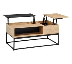 Remise 🧨 Table basse rectang imitation TIME ch&ecirc;ne sonoma/ noir VINCENTE ✨ -Espace Déco Magasin 4894223218450 Z5