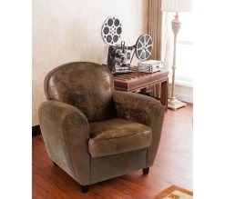 Budget 😀 TIME Fauteuil Vintage CLUB tissu microfibre marron 🥰