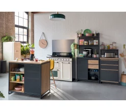 Grosses soldes ⌛ TIME Buffet haut 180 cm BOSTON noir ch&ecirc;ne 🔥