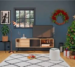 Promo ✨ Meuble TV L.180 TIME imitation ch&ecirc;ne VINCENTE 🔔