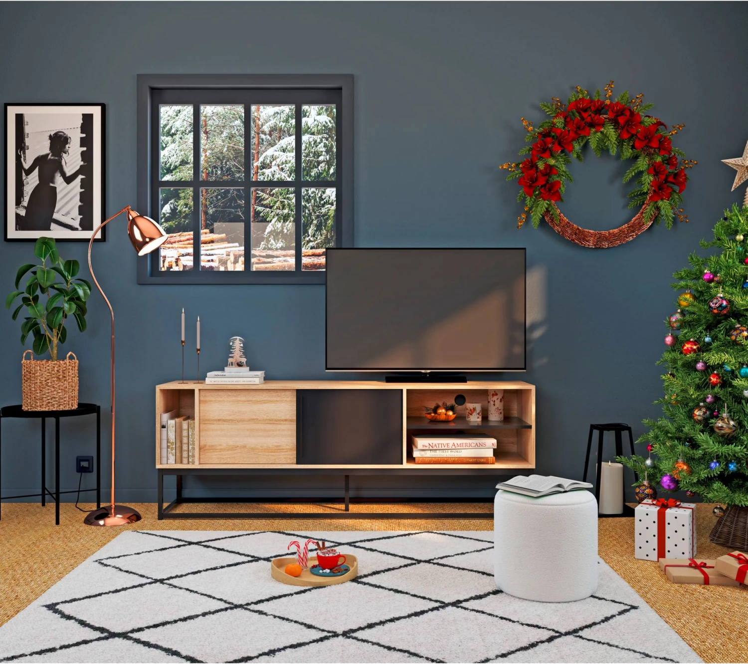 Promo ✨ Meuble TV L.180 TIME imitation chêne VINCENTE 🔔 3 Promo ✨ Meuble TV L.180 TIME imitation chêne VINCENTE 🔔