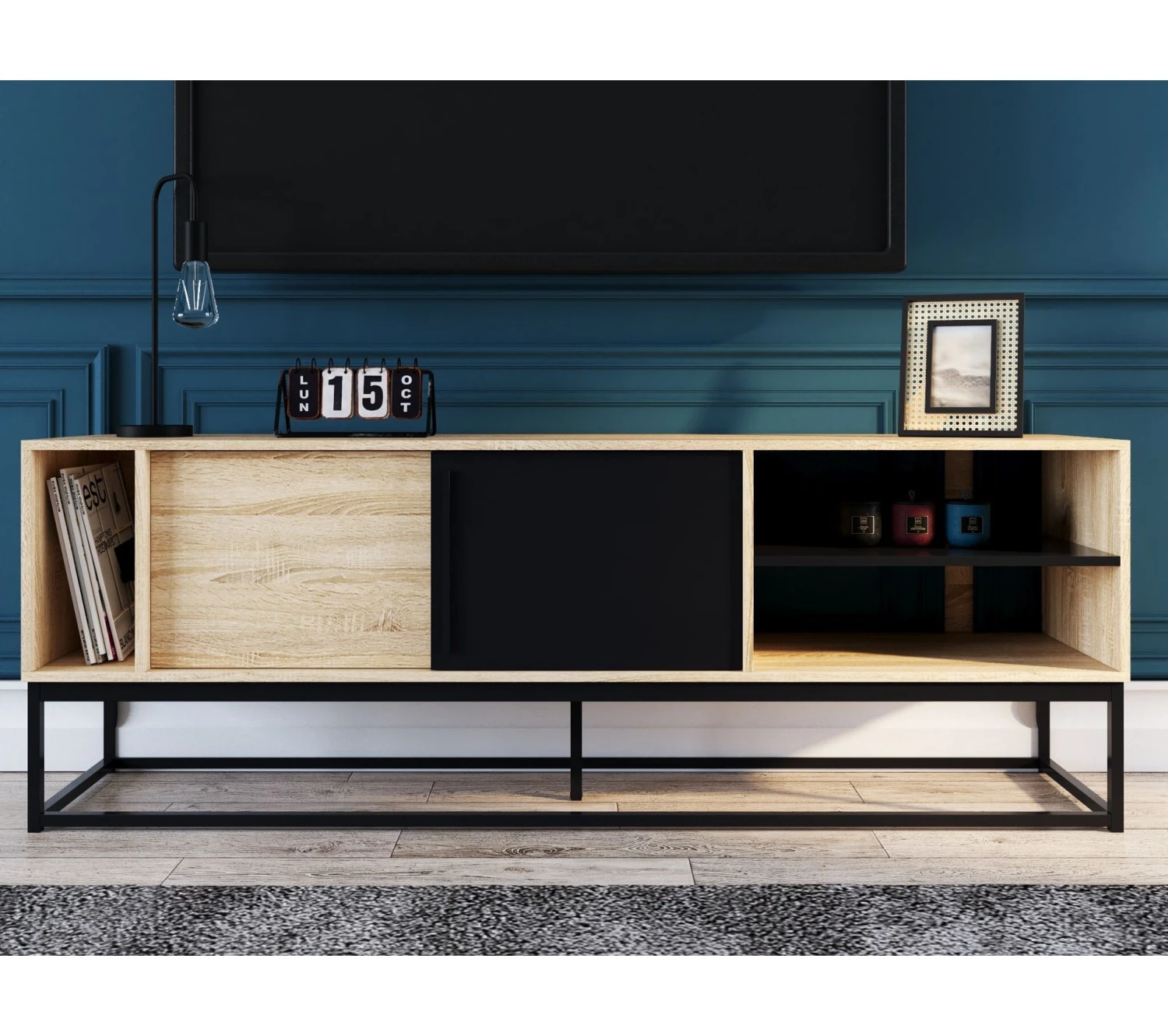 Promo ✨ Meuble TV L.180 TIME imitation chêne VINCENTE 🔔 4 Promo ✨ Meuble TV L.180 TIME imitation chêne VINCENTE 🔔 – Image 2