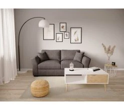 Budget 💯 TIME Canap&eacute; 3 places CASABLANCA tissu Apolo granite 13 👏