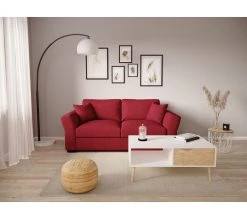 Grosses soldes ✨ TIME Canap&eacute; 3 places CASABLANCA tissu Apolo rouge 25 😍