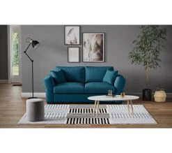 Offres ✨ TIME Canap&eacute; 3 places CASABLANCA tissu Bergamo bleu p&eacute;trole 86 🌟