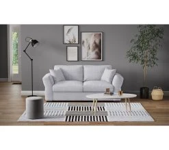 Budget 🤩 TIME Canap&eacute; 3 places CASABLANCA tissu Bergamo gris clair 90 😉